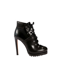 Soft platform boots in smooth leather - Black