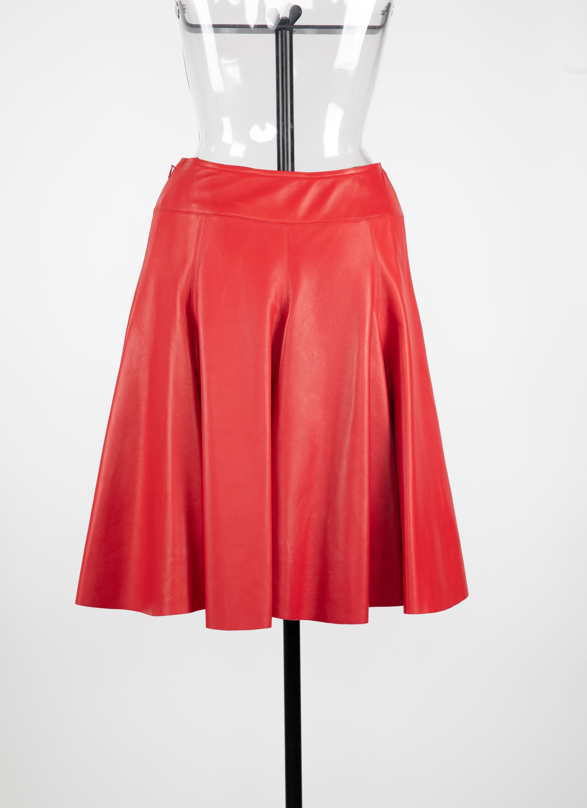 Jupe plongée en cuir - Rouge