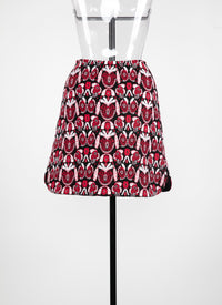 Jupe Eden en laine - Noir & Rouge