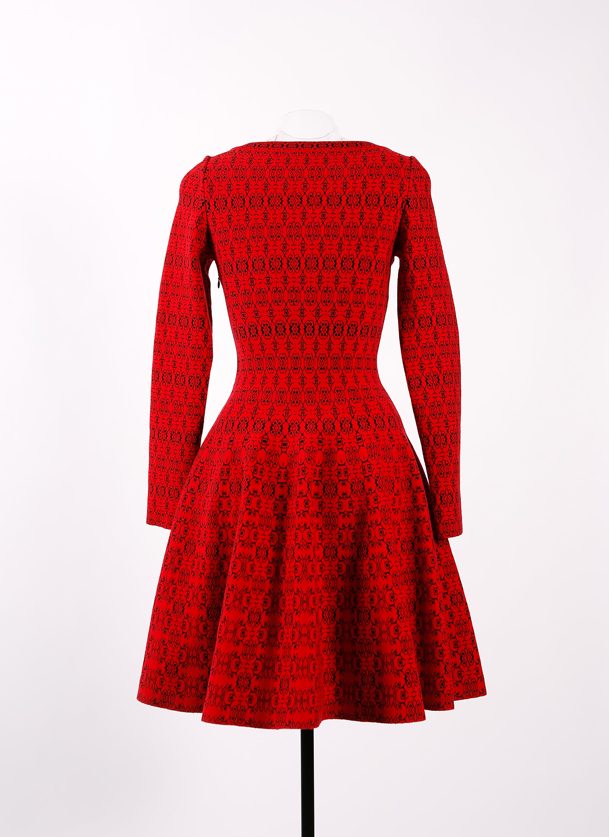 Alhambra knitted long sleeve dress - Red & Black