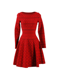 Alhambra knitted long sleeve dress - Red & Black