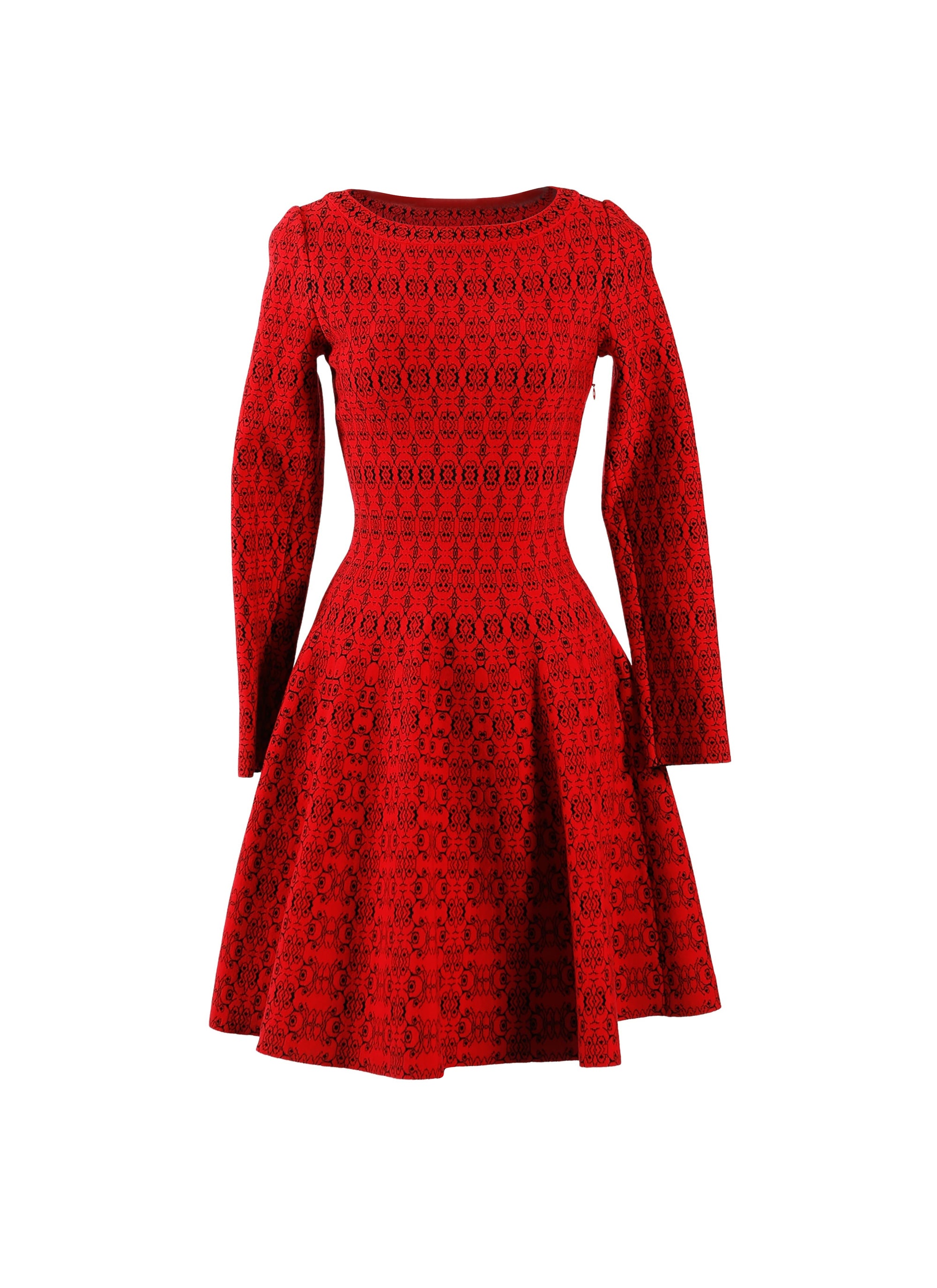 Alhambra knitted long sleeve dress - Red & Black