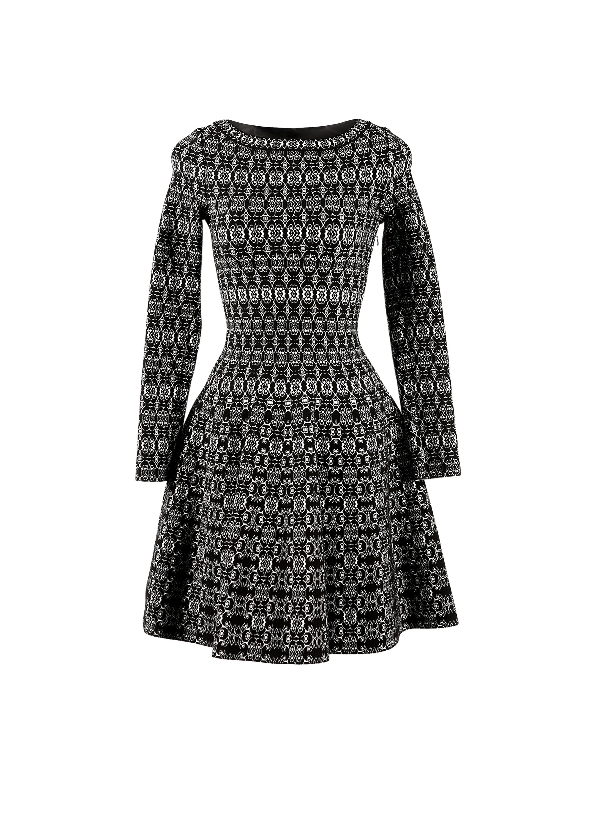 Alhambra knitted long sleeve dress - Black & White
