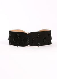 Ceinture pompon Elaphe en cuir - Noir