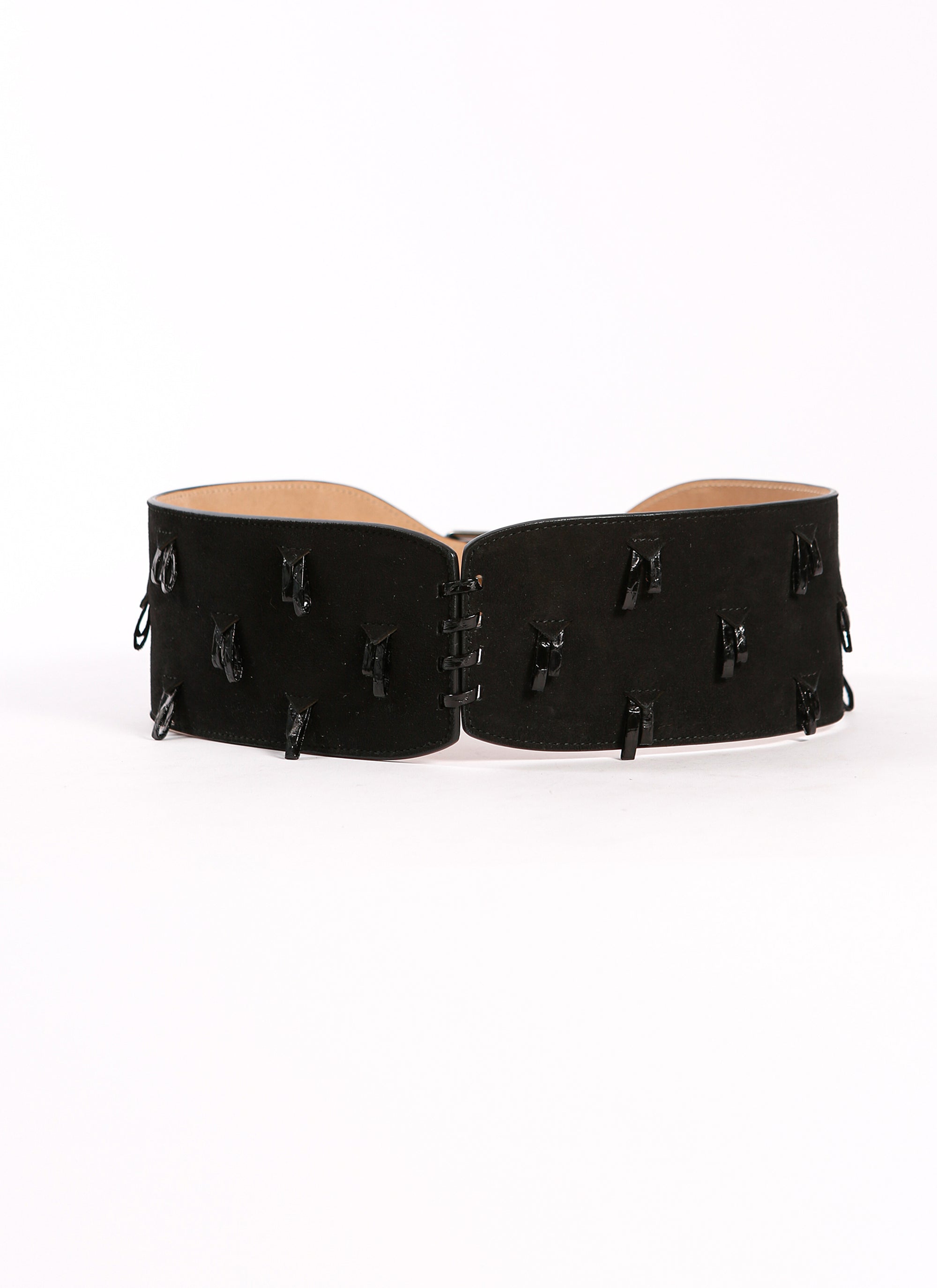 Ceinture pompon Elaphe en cuir - Noir