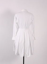 Robe chemise courte en popeline japonaise - Blanc