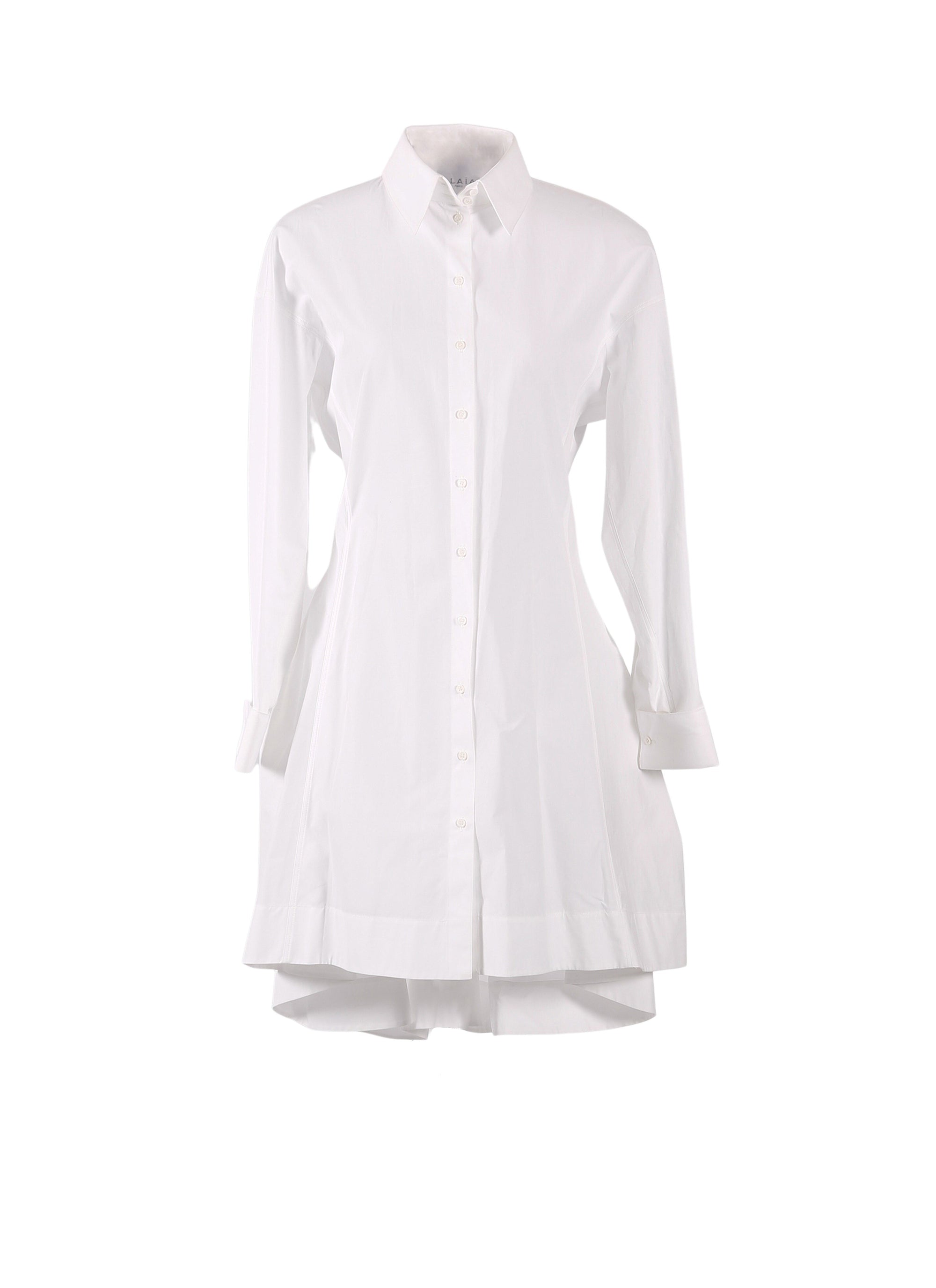 Robe chemise courte en popeline japonaise - Blanc
