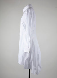 Robe chemise courte en popeline japonaise - Blanc