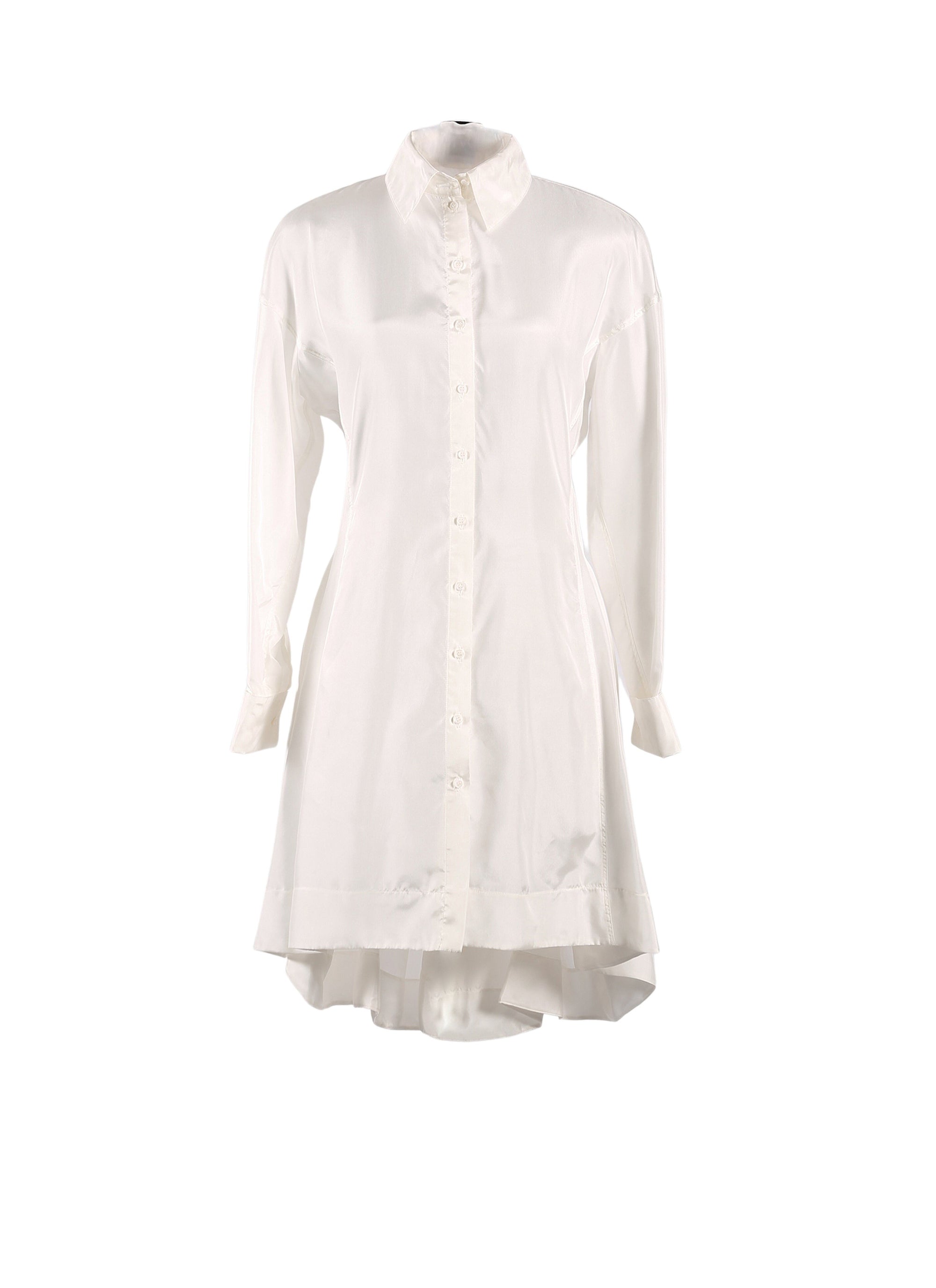 Robe à manches longues en soie - Blanc