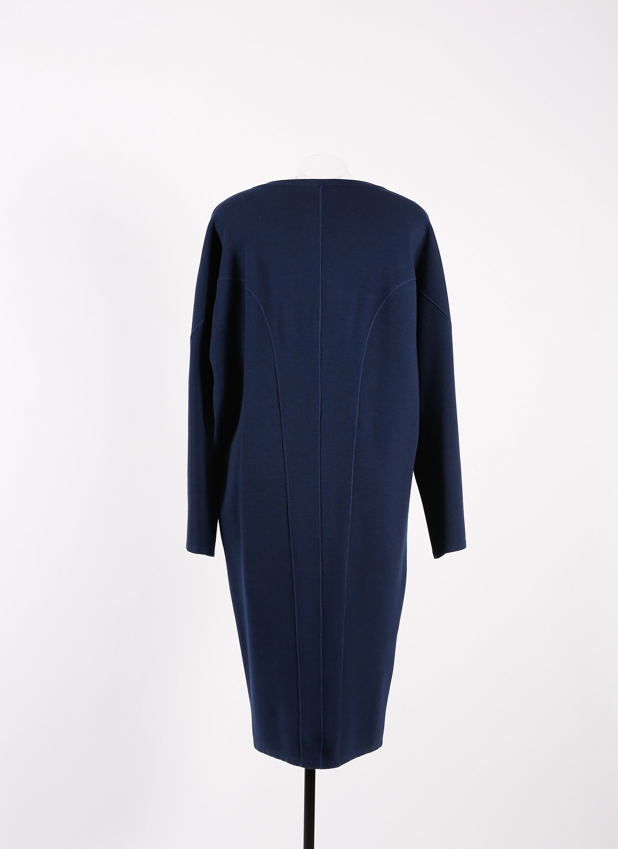 Long-sleeved wool dress - Navy