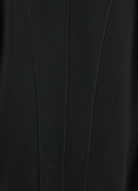 Long-sleeved straight dress in wool - Black