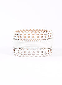 Ceinture ajourée en cuir - Blanc Optique