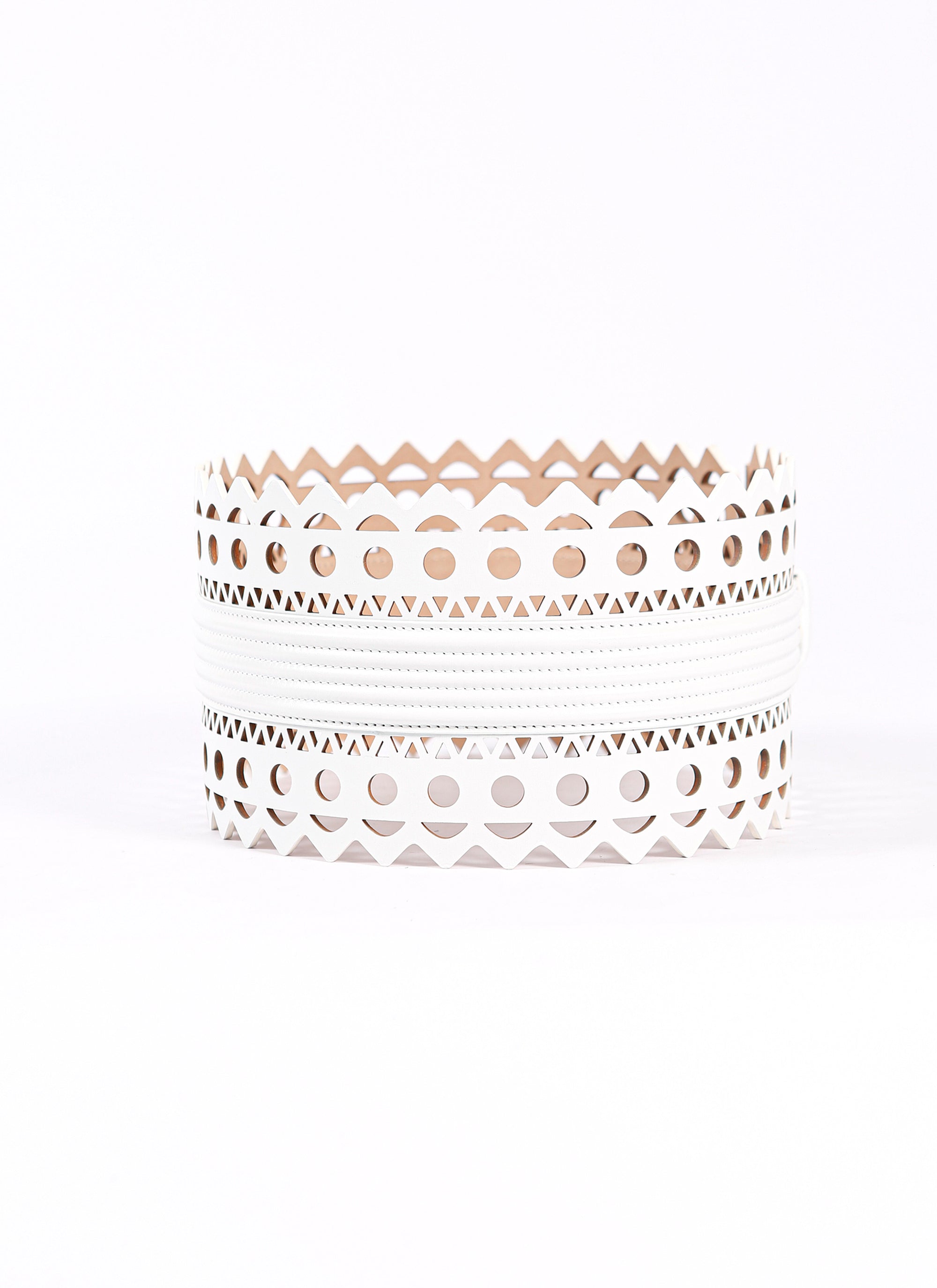 Ceinture ajourée en cuir - Blanc Optique