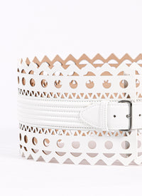 Ceinture ajourée en cuir - Blanc Optique