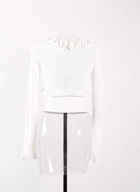 Pull à col froufrou Falbalas en maille - Blanc