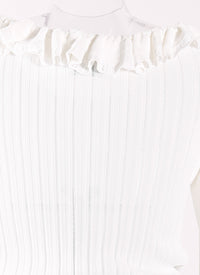 Pull à col froufrou Falbalas en maille - Blanc