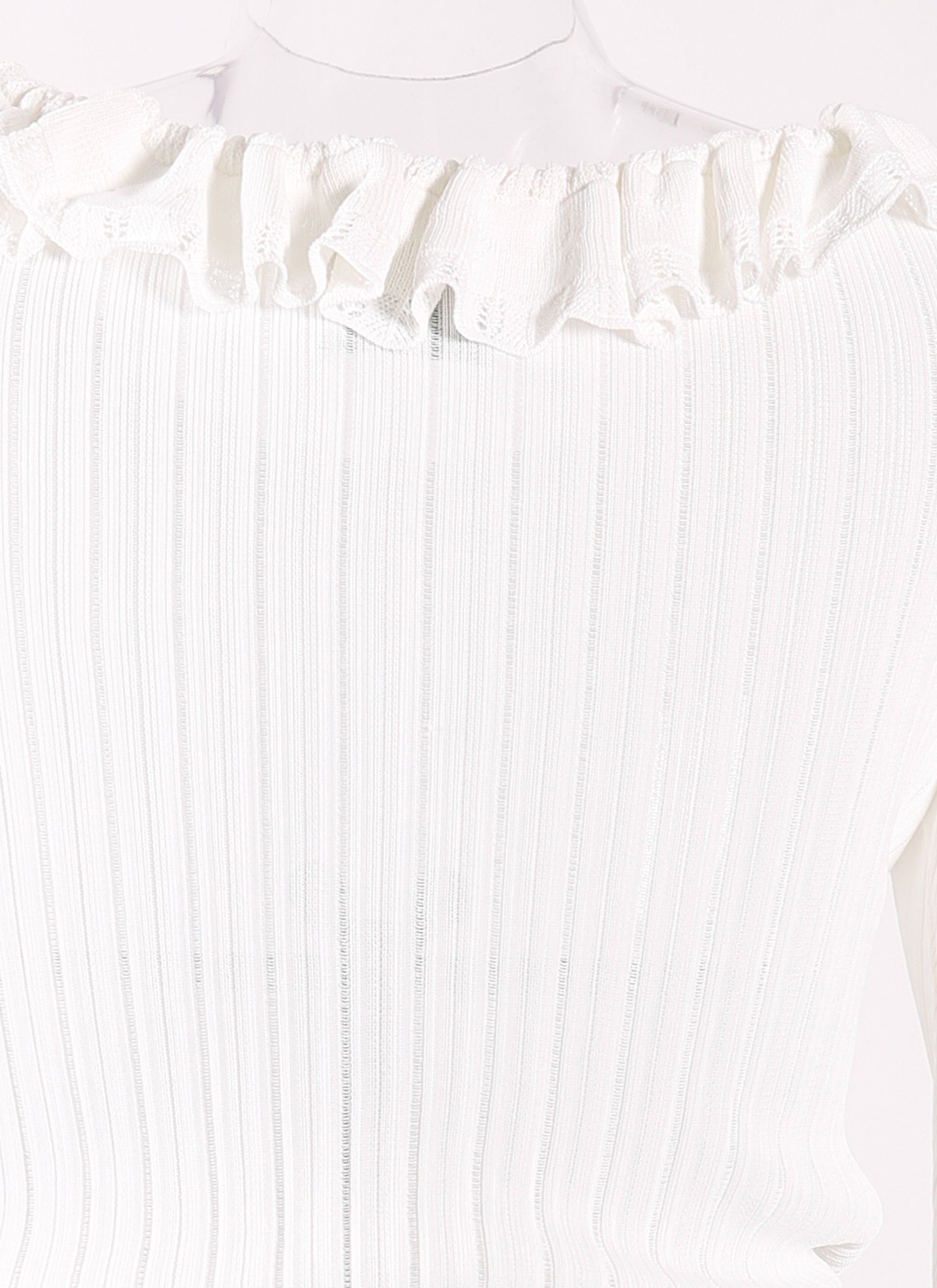 Pull à col froufrou Falbalas en maille - Blanc