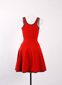 Robe à bretelles Mon Cœur en maille - Rouge & Noir
