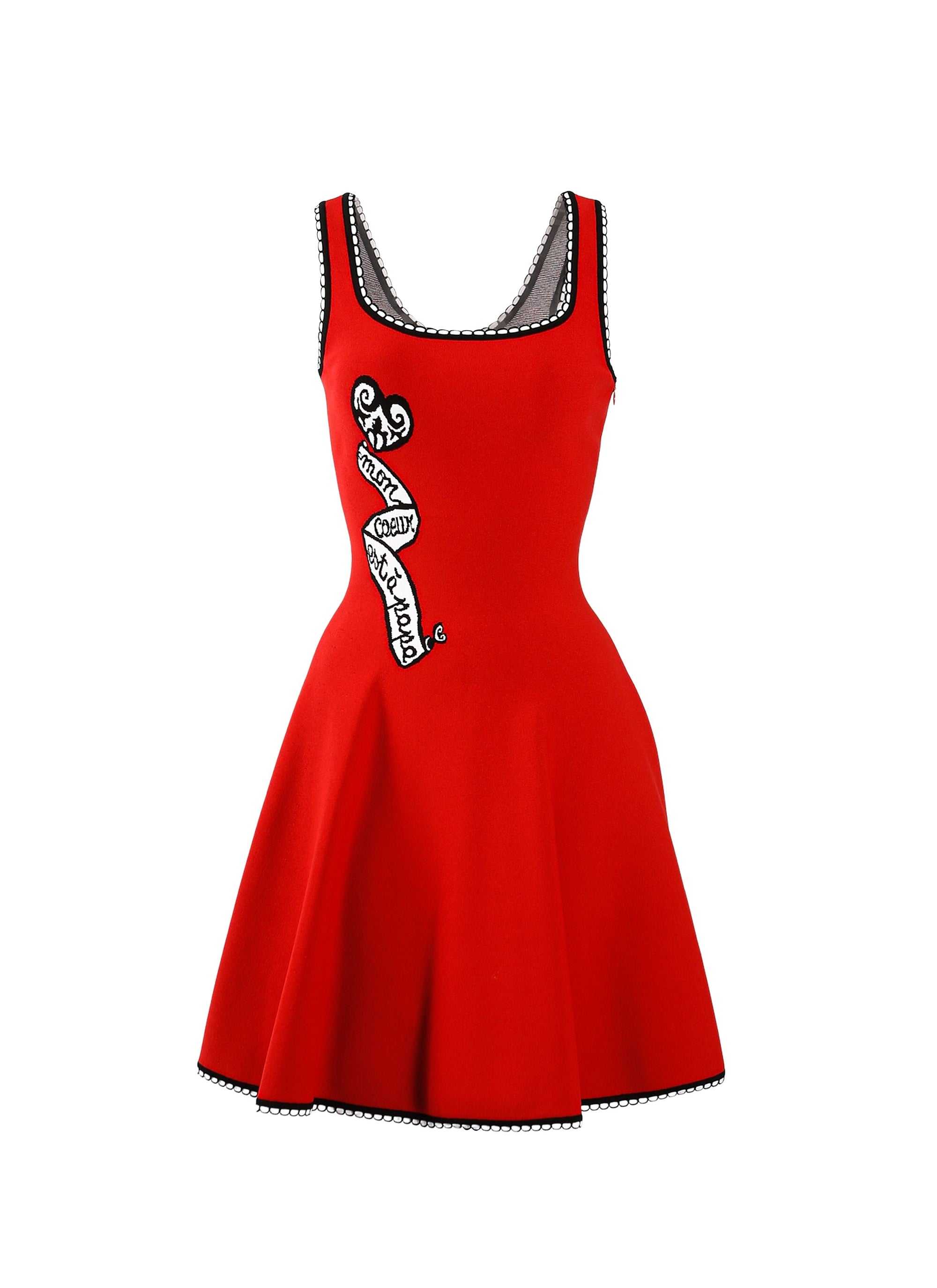 Robe à bretelles Mon Cœur en maille - Rouge & Noir