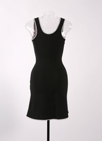 Mon Coeur knitted sleeveless short dress - Black & Red