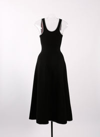 Sleeveless maxi dress Mon Coeur en maille - Black & Red