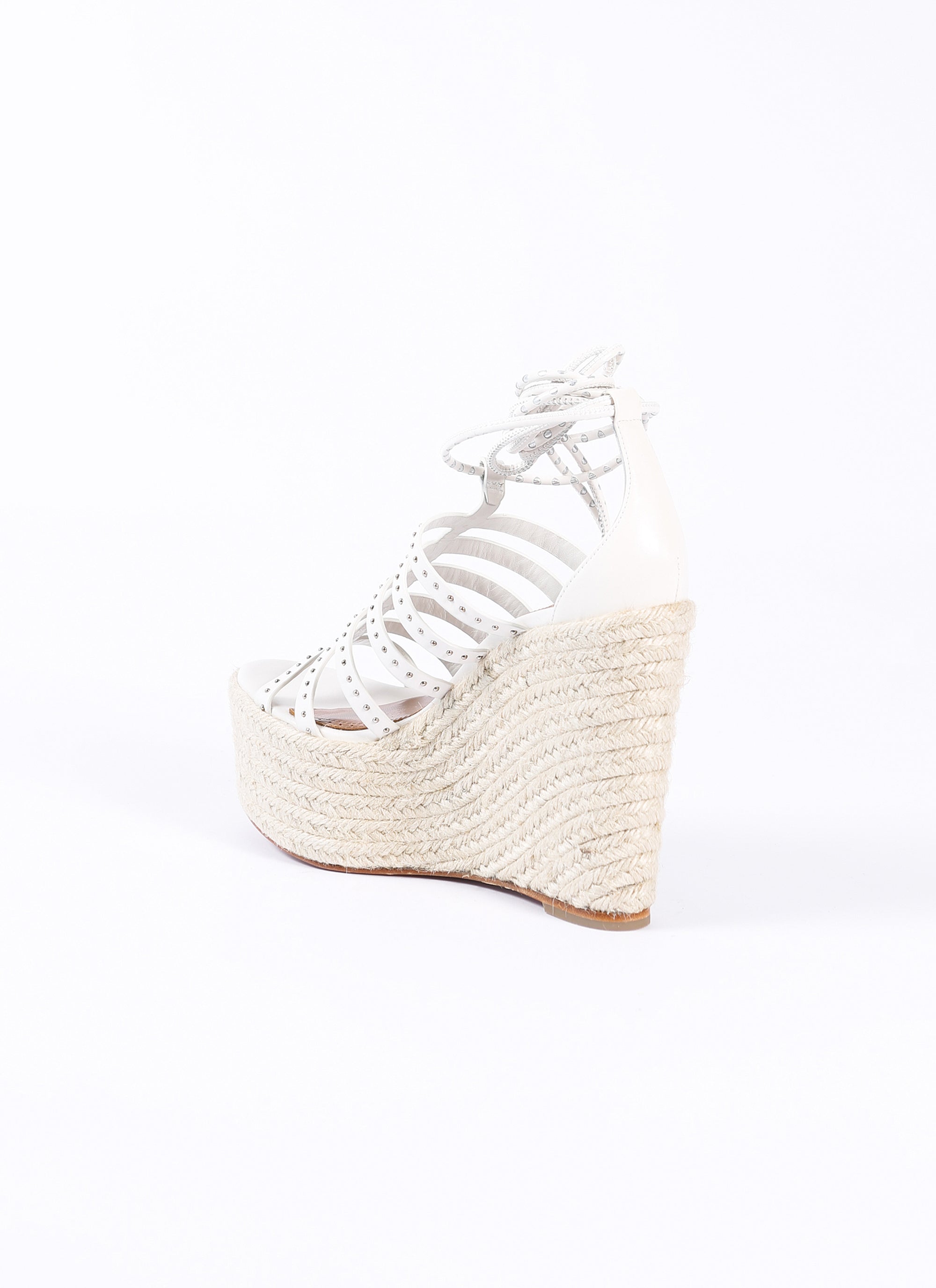 Studded sandals in leather - White
