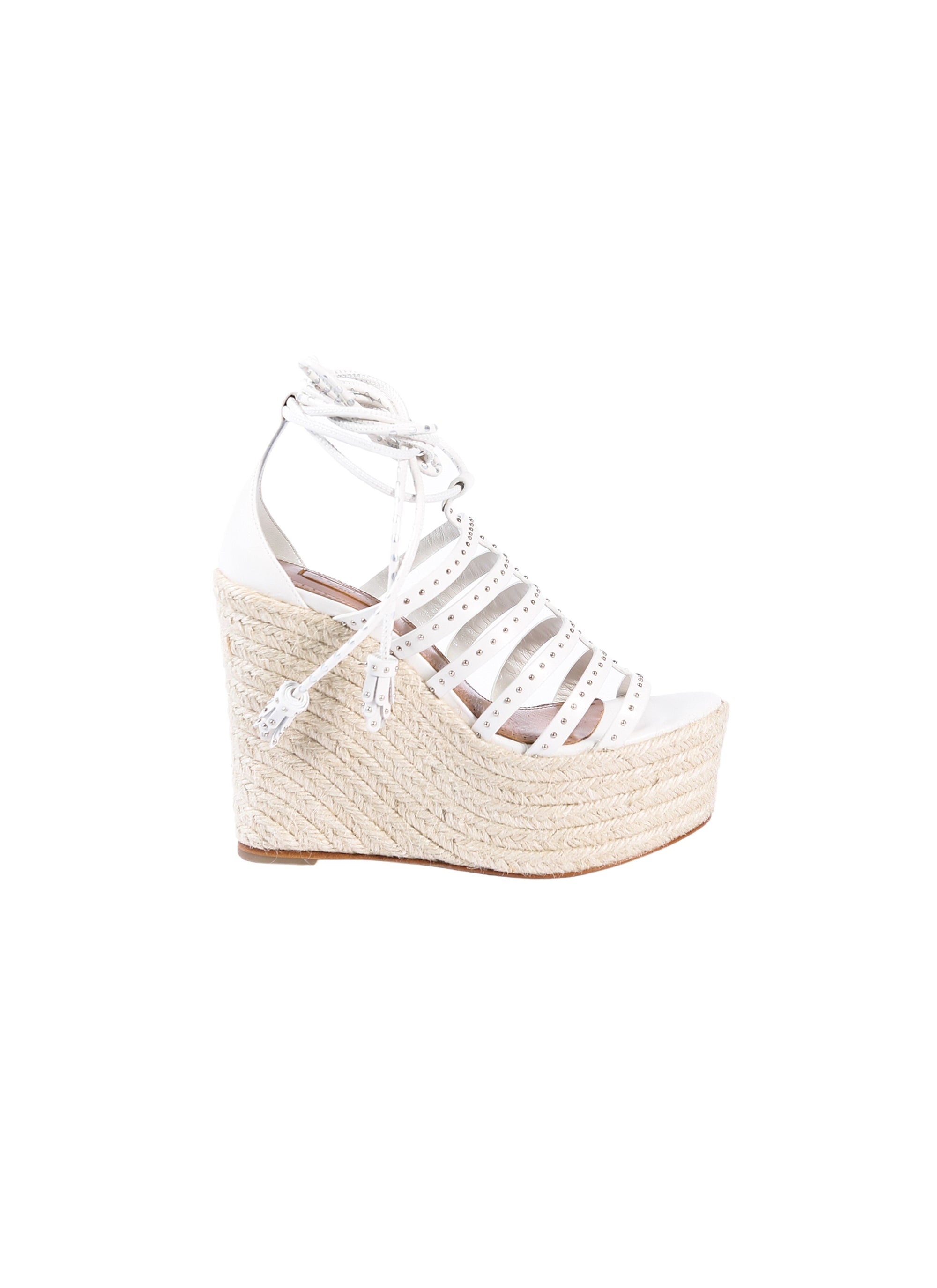 Studded sandals in leather - White