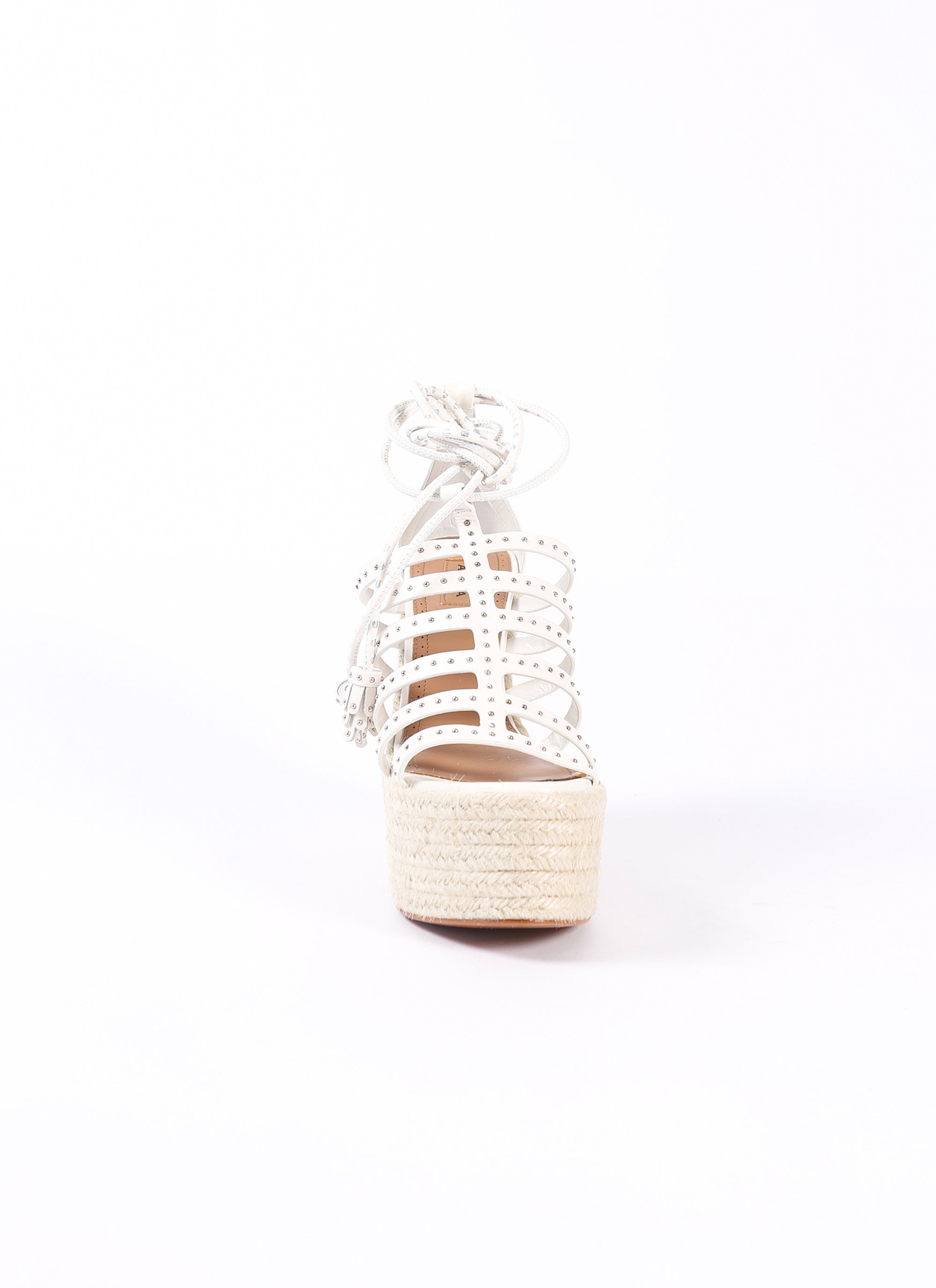 Studded sandals in leather - White