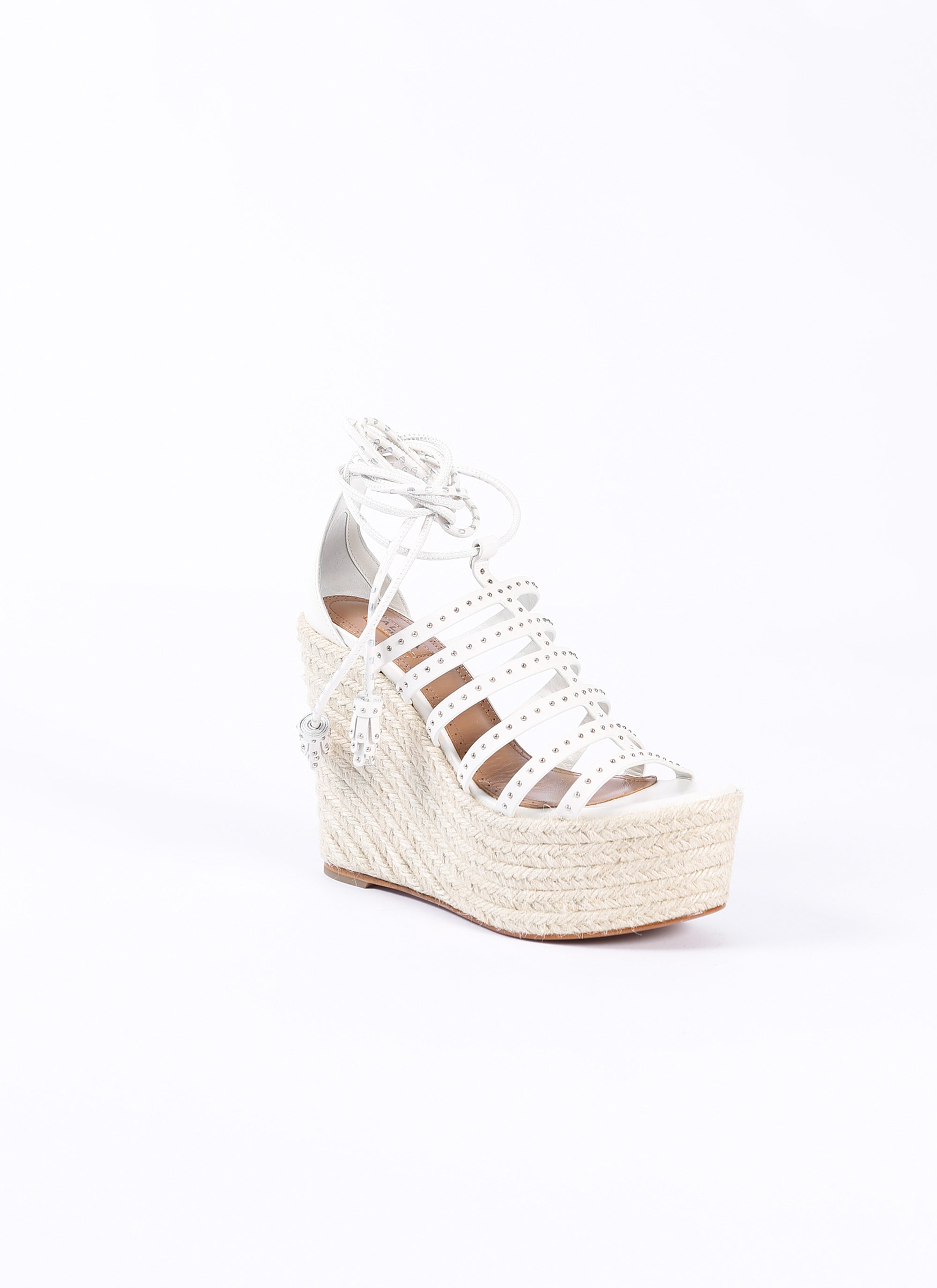 Studded sandals in leather - White