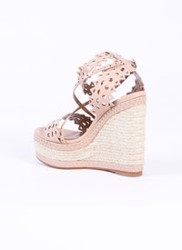 Espadrilles with openwork detail in leather - Nude