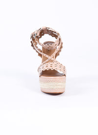 Espadrilles with openwork detail in leather - Nude