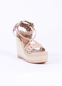 Espadrilles with openwork detail in leather - Nude