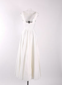 Robe sans manches en gabardine - Blanc cassé