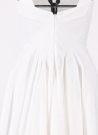 Robe sans manches en gabardine - Blanc cassé