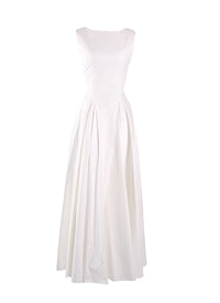Robe sans manches en gabardine - Blanc cassé