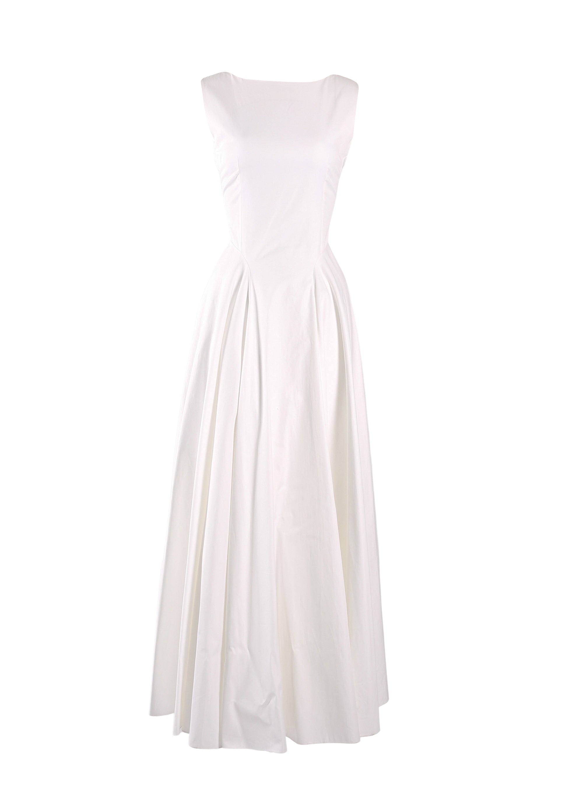 Robe sans manches en gabardine - Blanc cassé
