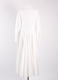 Robe à manches longues en popeline japonaise - Blanc