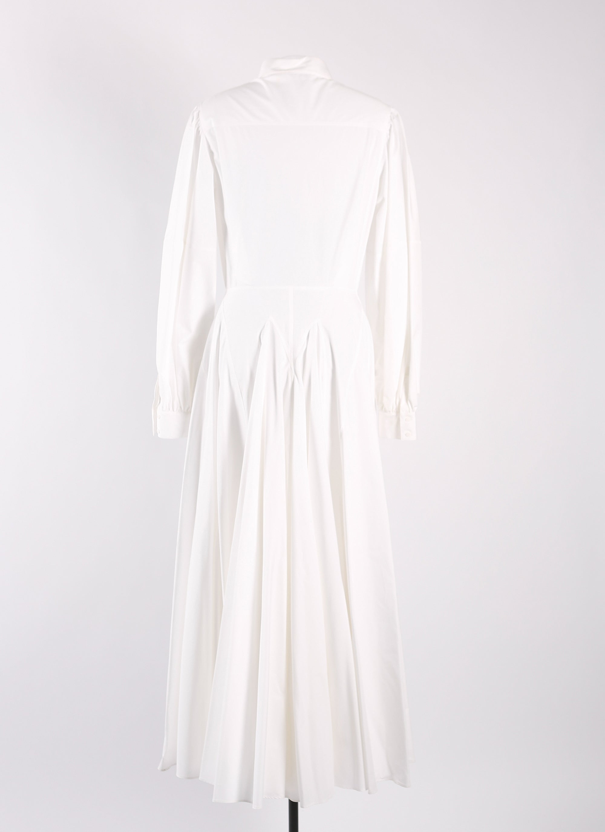 Robe à manches longues en popeline japonaise - Blanc