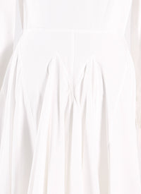 Robe à manches longues en popeline japonaise - Blanc