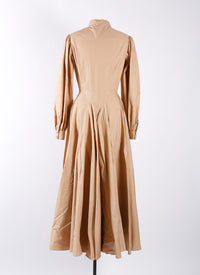 Robe à manches longues en popeline japonaise - Nude