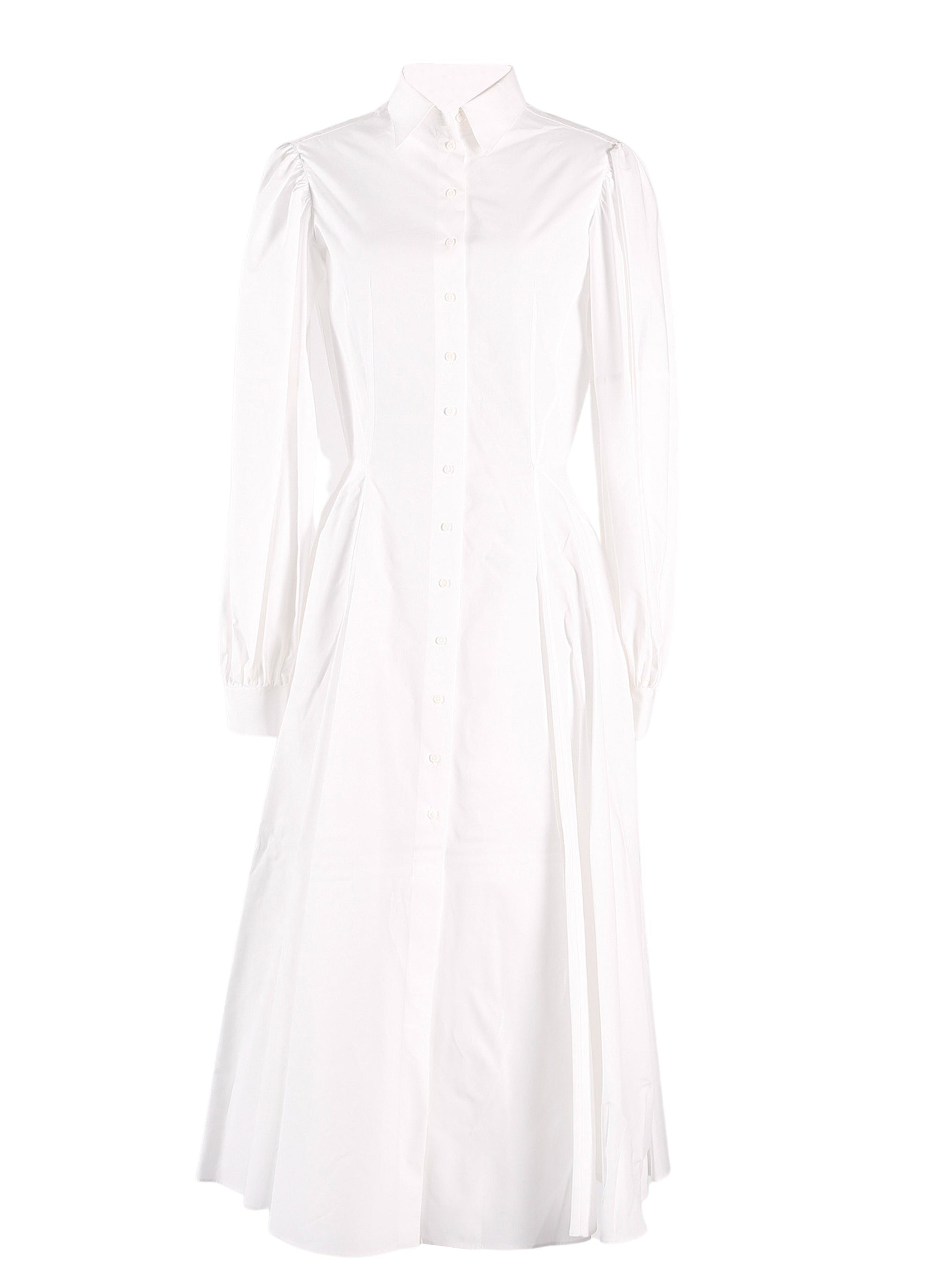 Robe chemise longue en popeline japonaise - Blanc