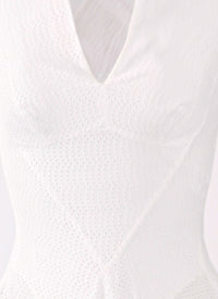 Robe brodée sans manches - Blanc