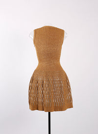 Sleeveless sheer dress - Chamois