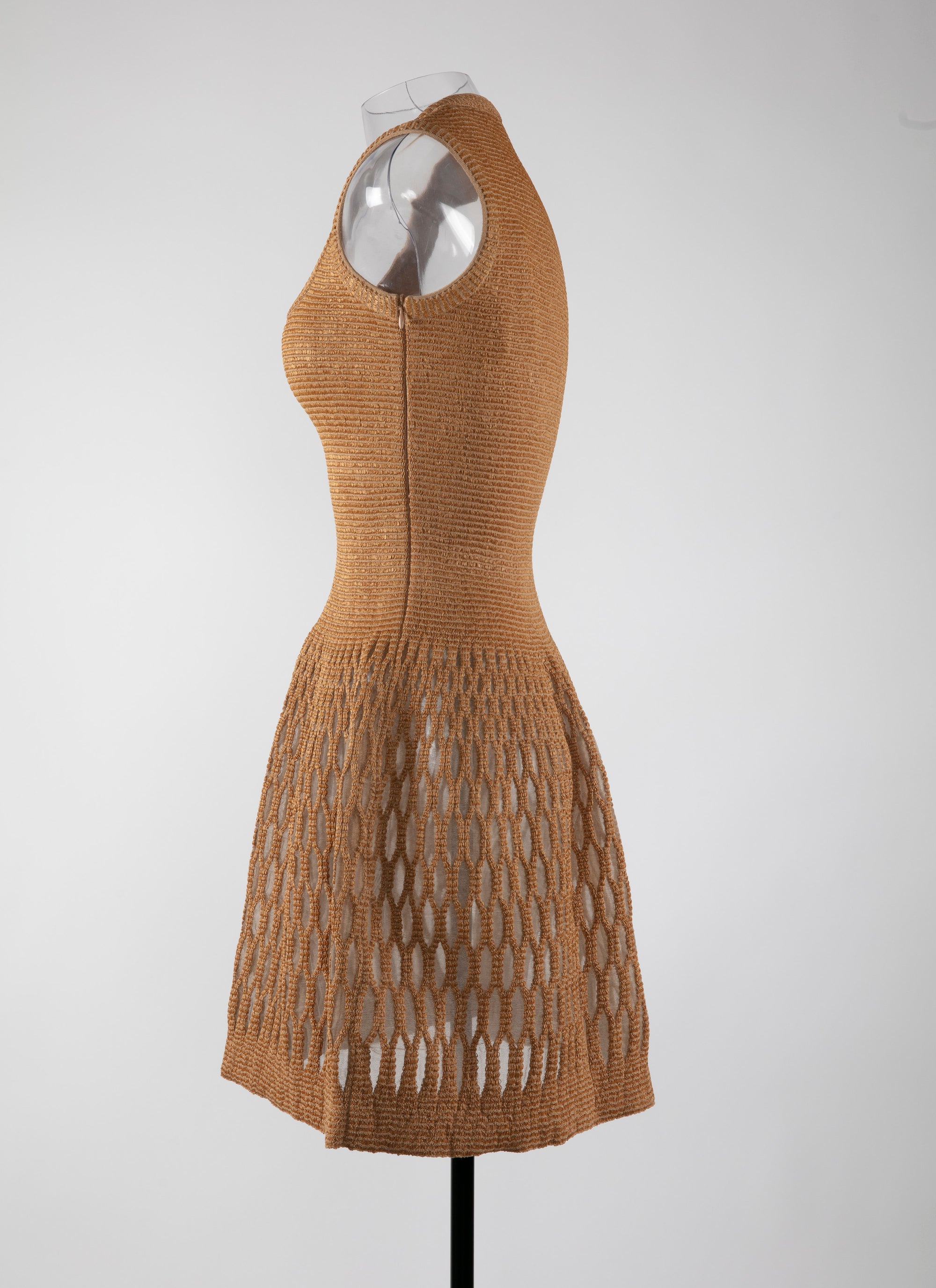 Sleeveless sheer dress - Chamois