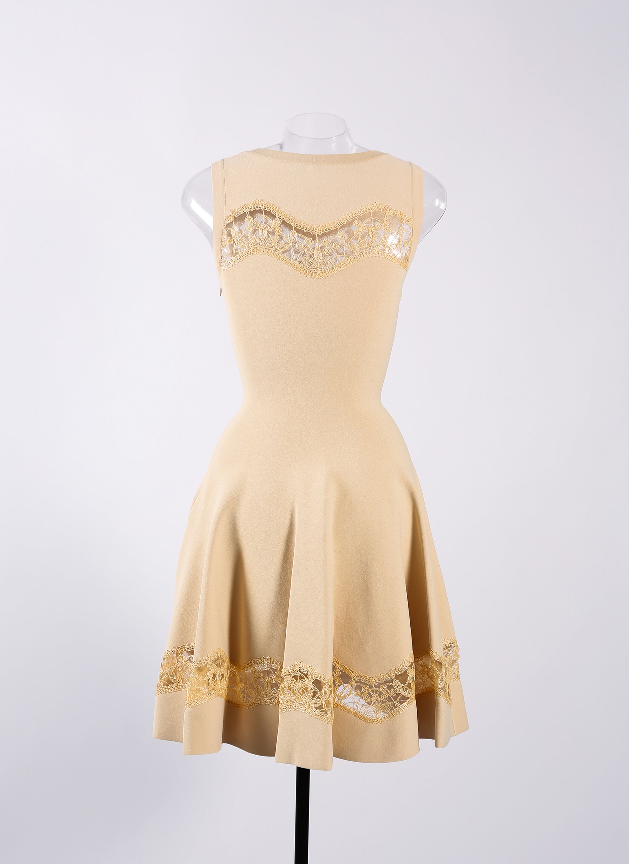 Robe sans manches en dentelle - Beige Clair