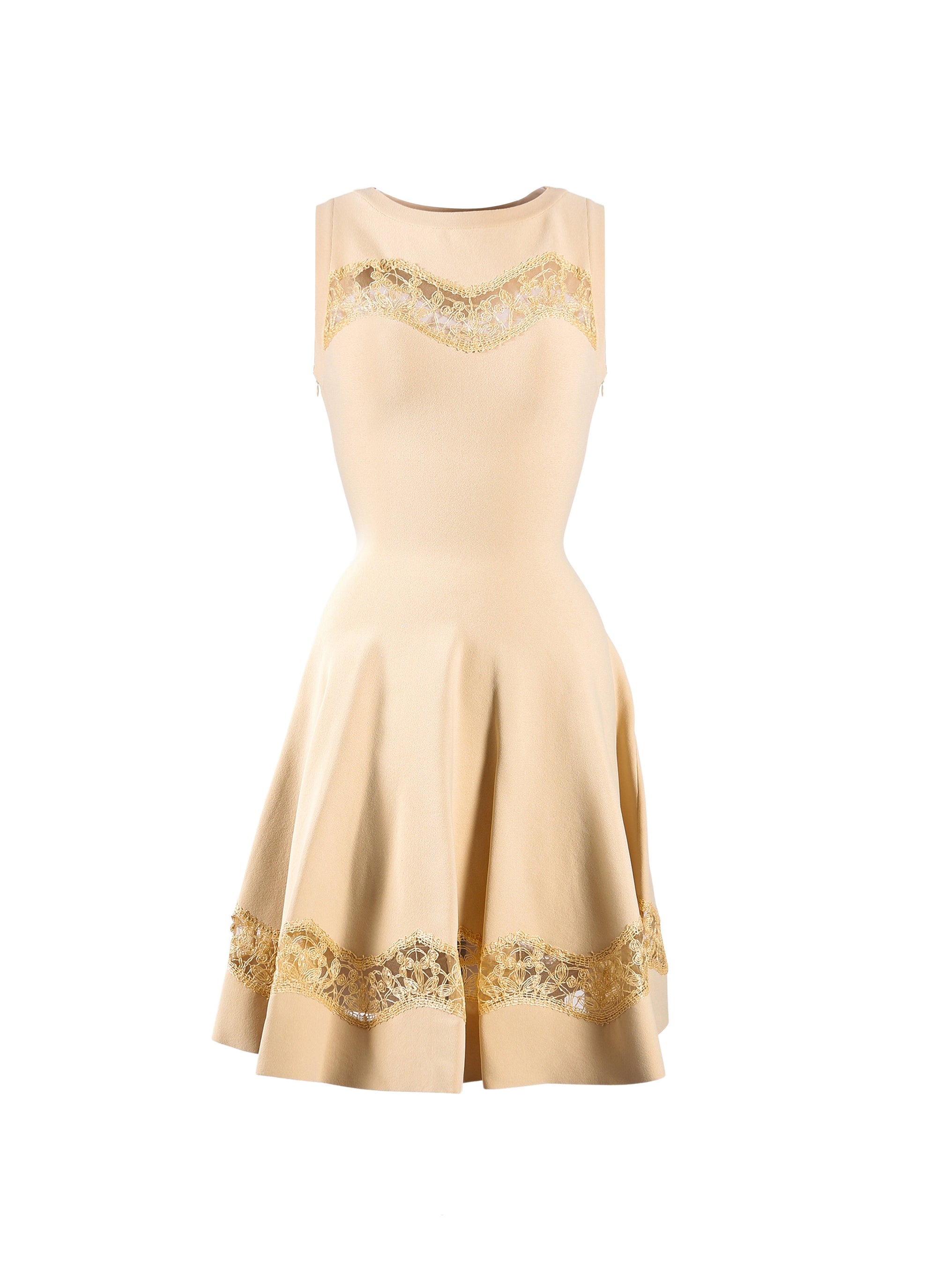 Robe sans manches en dentelle - Beige Clair