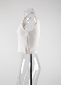 Top sans manches en rafia - Blanc Nacre