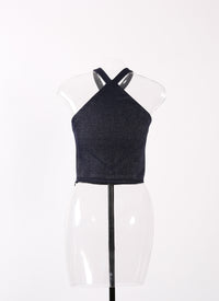 Top sans manches en rafia - Nuit