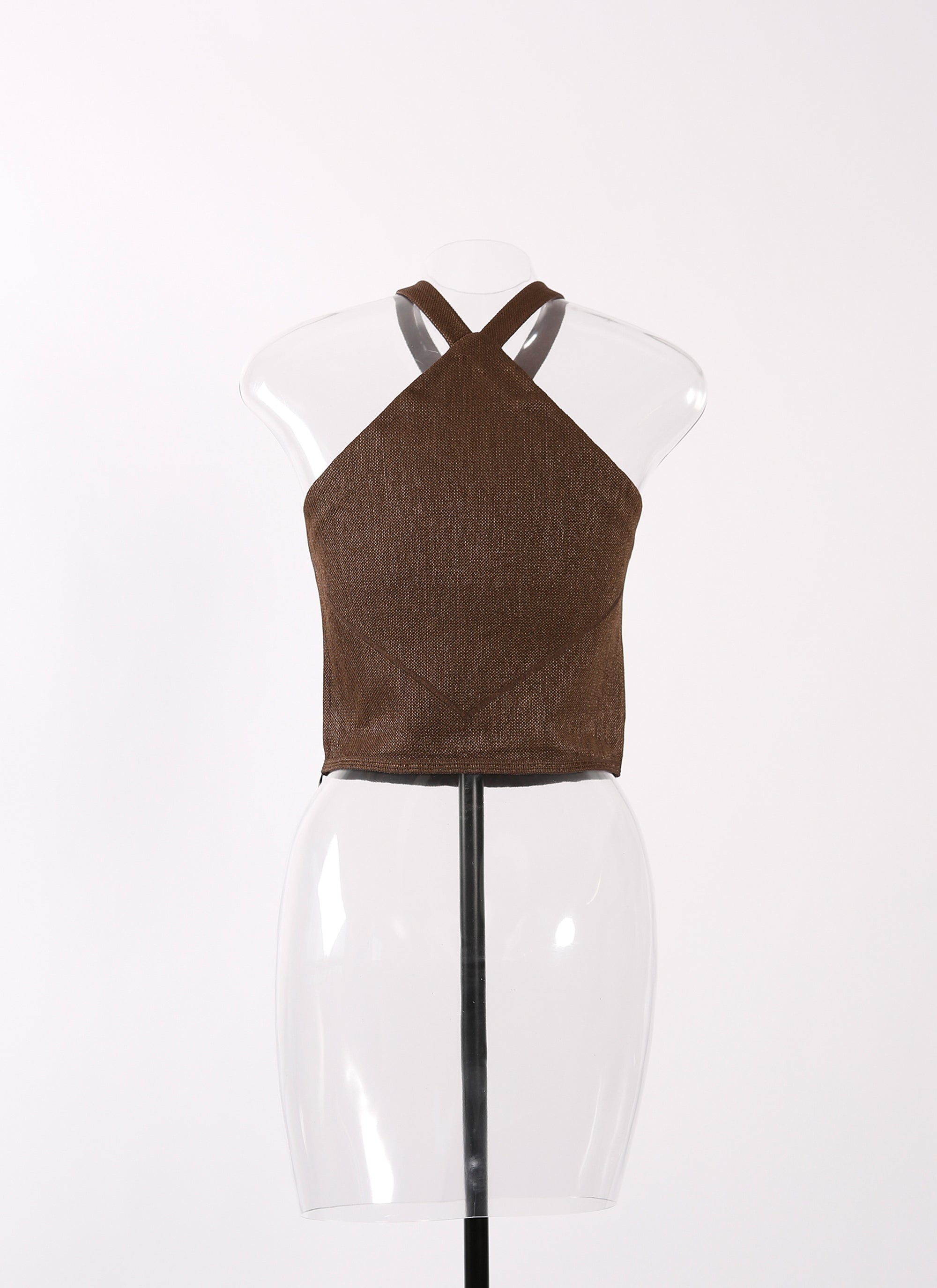 Top sans manches en rafia - Chocolat