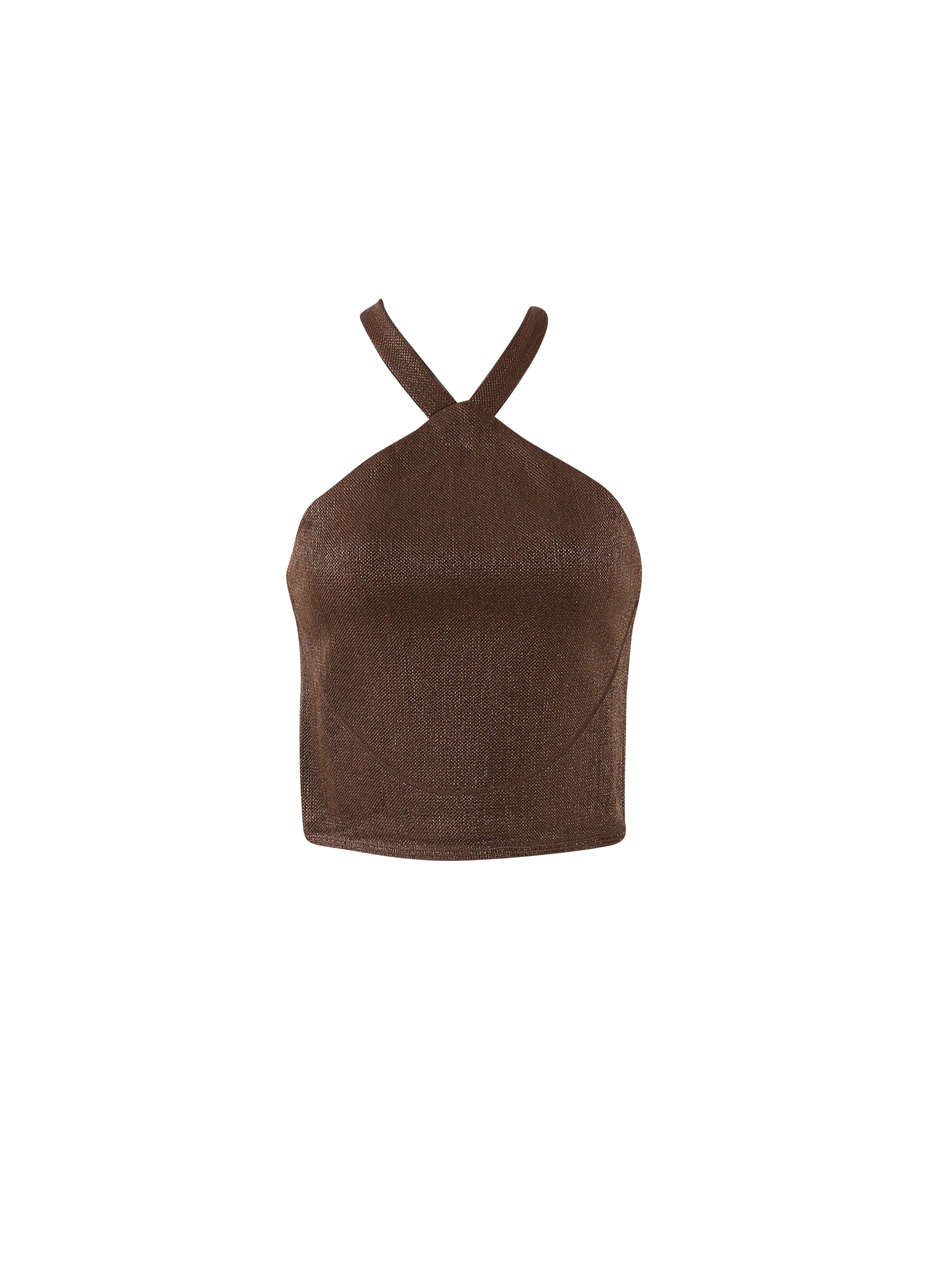 Top sans manches en rafia - Chocolat